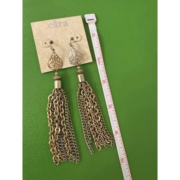 Cara Gold Costume Jewelry Earrings Drop Chandelier Glam Fancy Holiday NYE - Picture 2 of 4